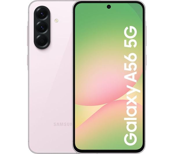 Samsung Galaxy A56 5G smartphone in pink