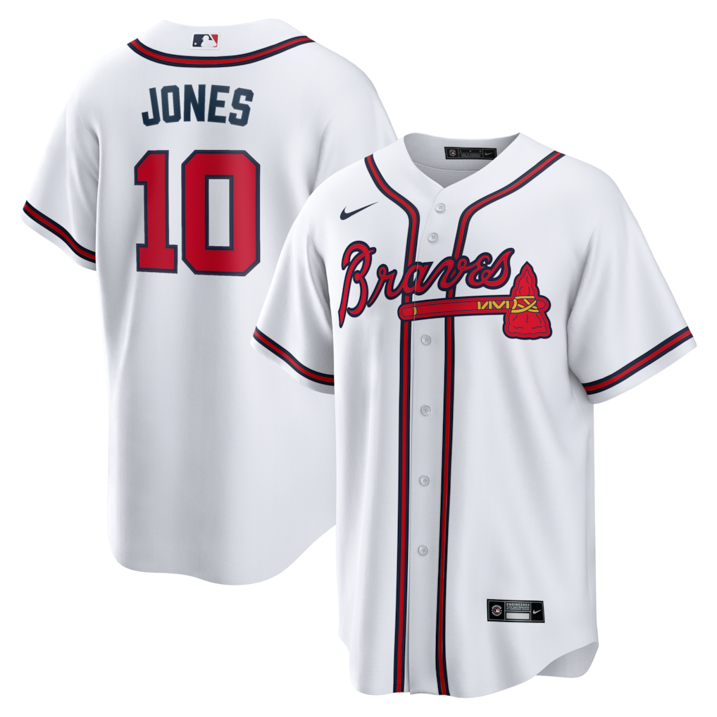 Atlanta Braves Chipper Jones Nike white retired player replica jersey