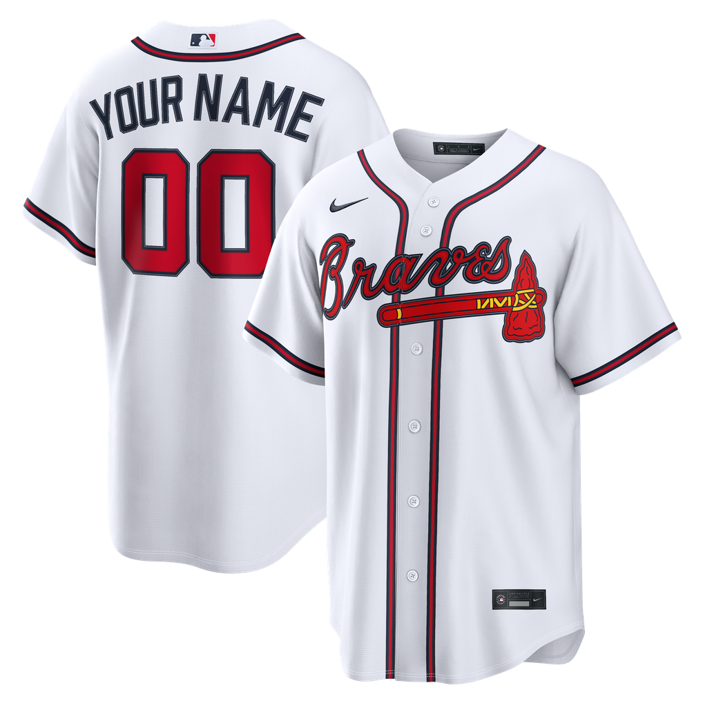Atlanta Braves Nike white home replica custom jersey