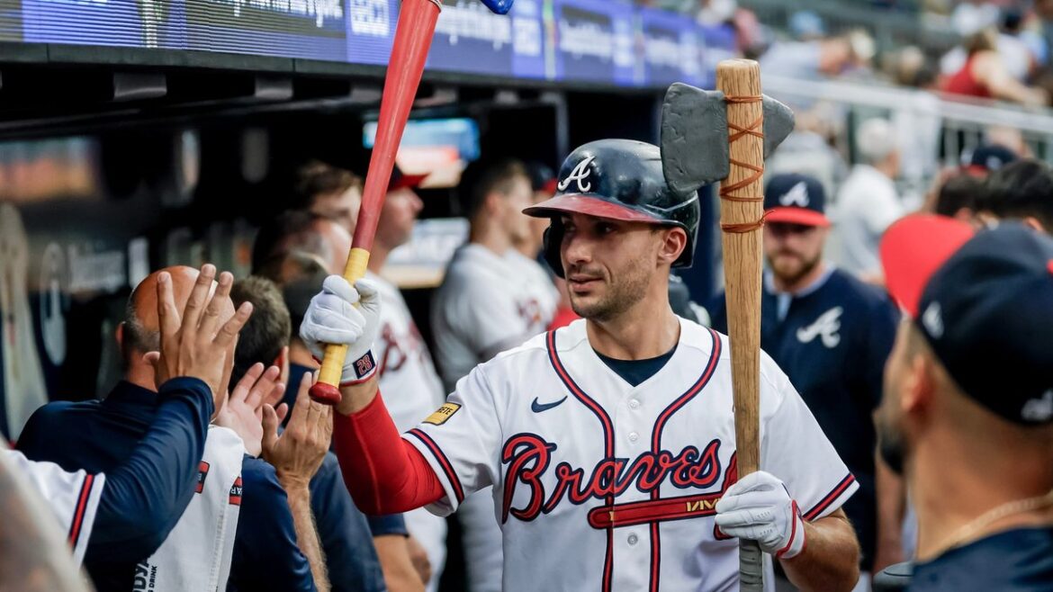 Atlanta Braves player in the dugout during a game