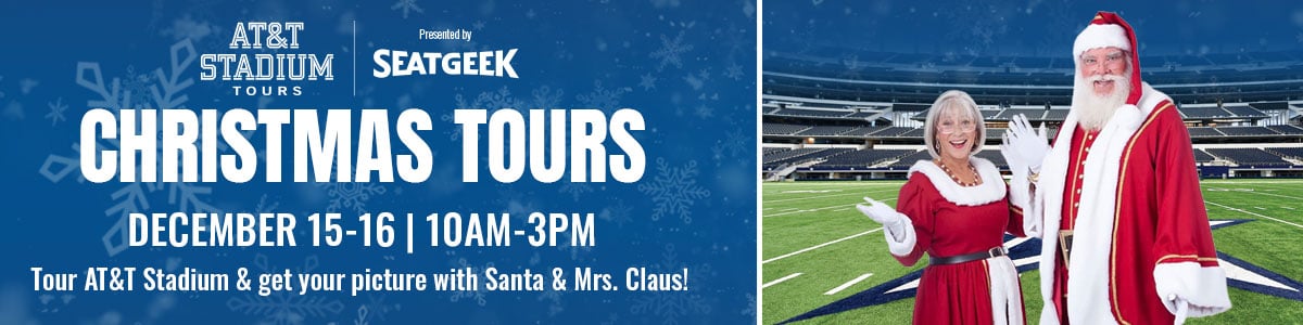 Christmas tours Santa banner for AT&T Stadium