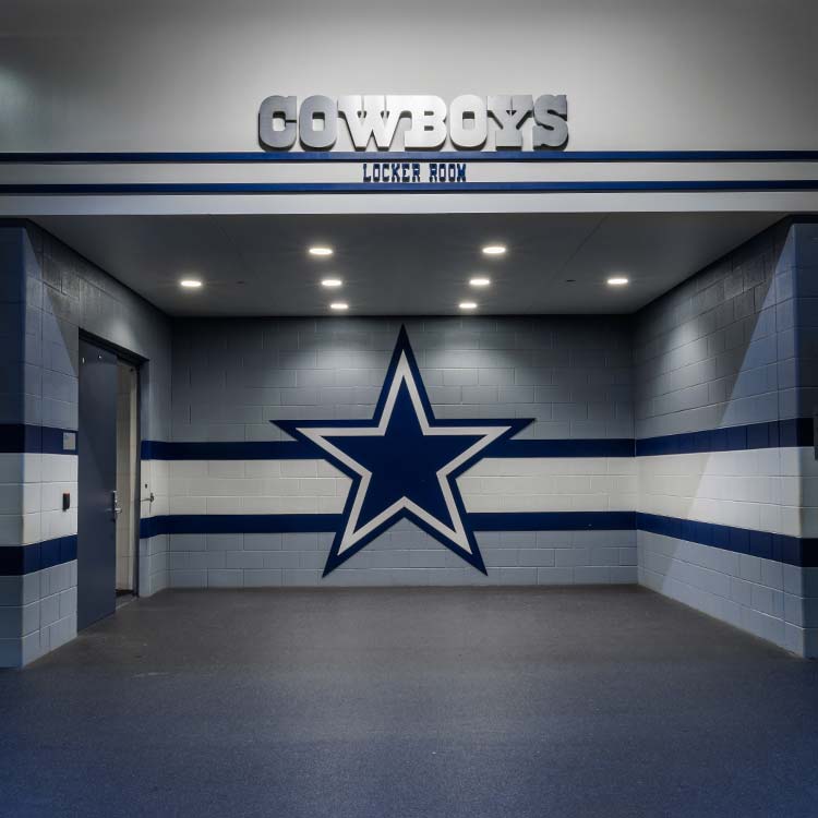 Cowboys locker room entrance inside AT&T Stadium