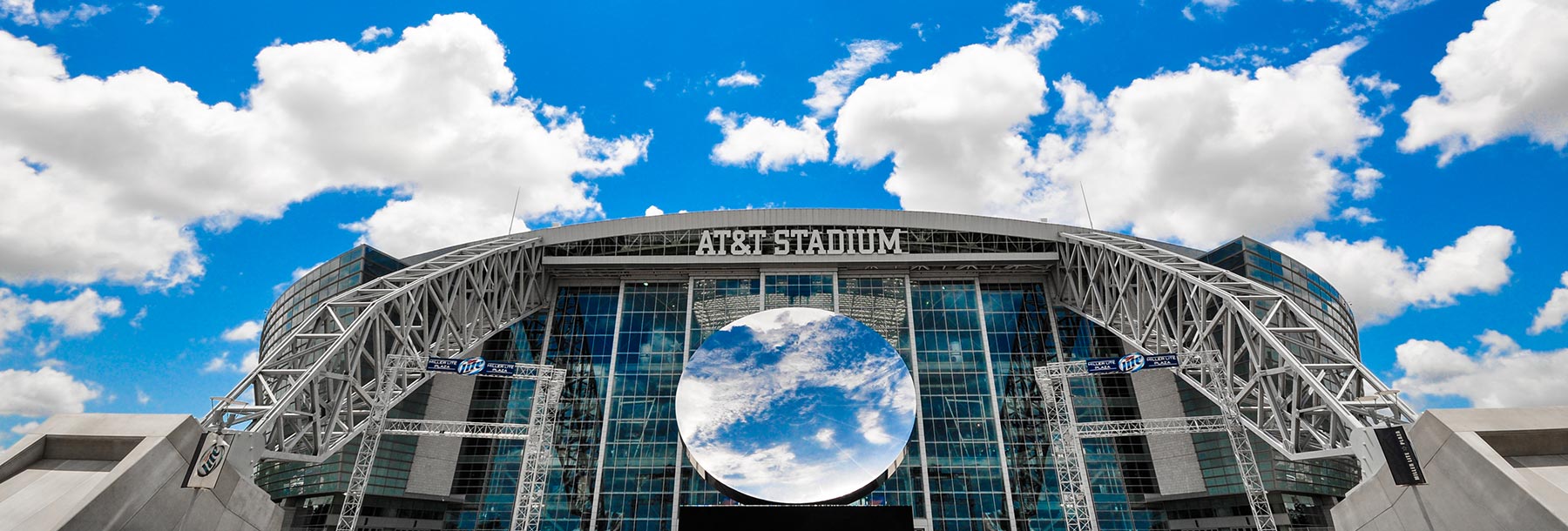 AT&T Stadium exterior with Sky Mirror artwork