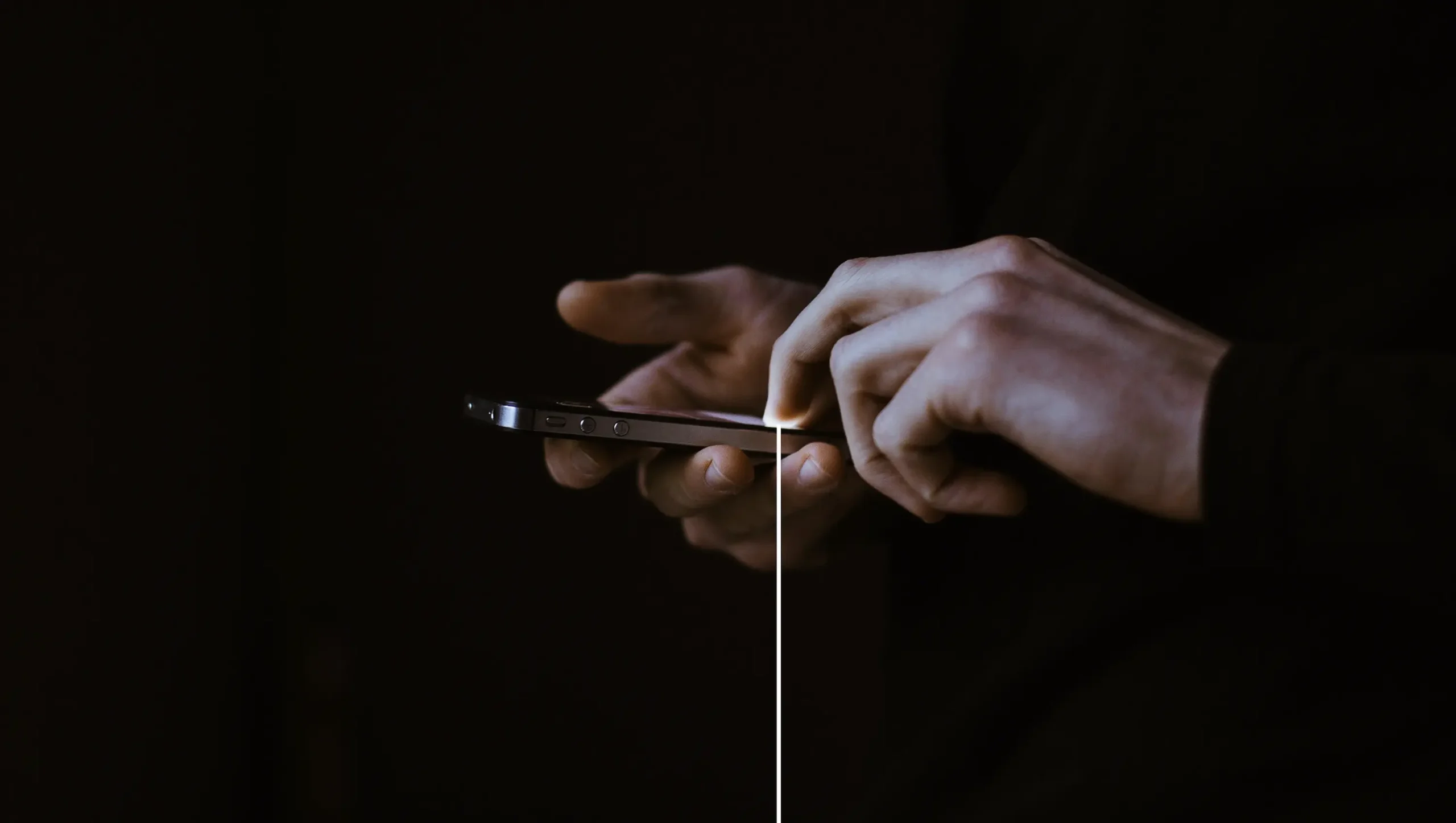 Hands using smartphone