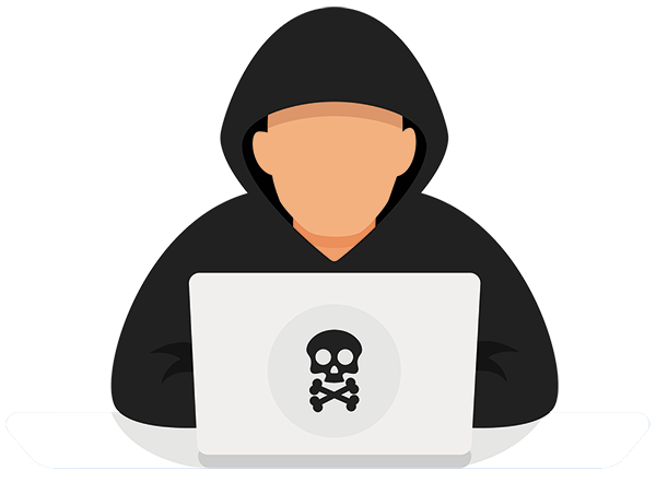 Persona con capucha usando un portátil en una escena de ciberseguridad