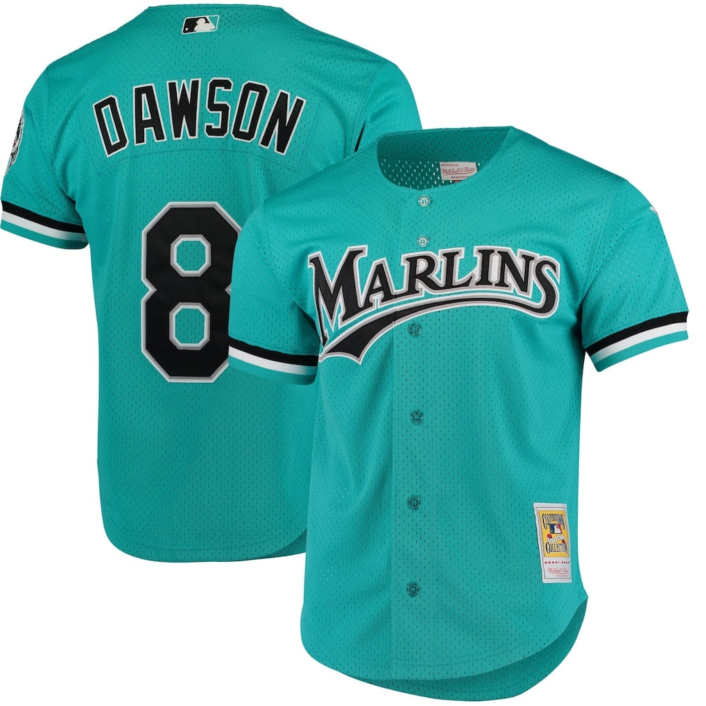 Florida Marlins Andre Dawson Mitchell and Ness teal Cooperstown Collection jersey