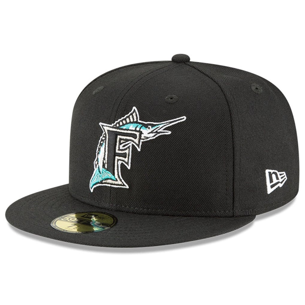 Florida Marlins Cooperstown black wool fitted cap
