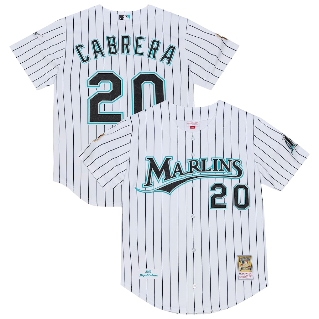 Florida Marlins Miguel Cabrera white 2003 Cooperstown Collection jersey