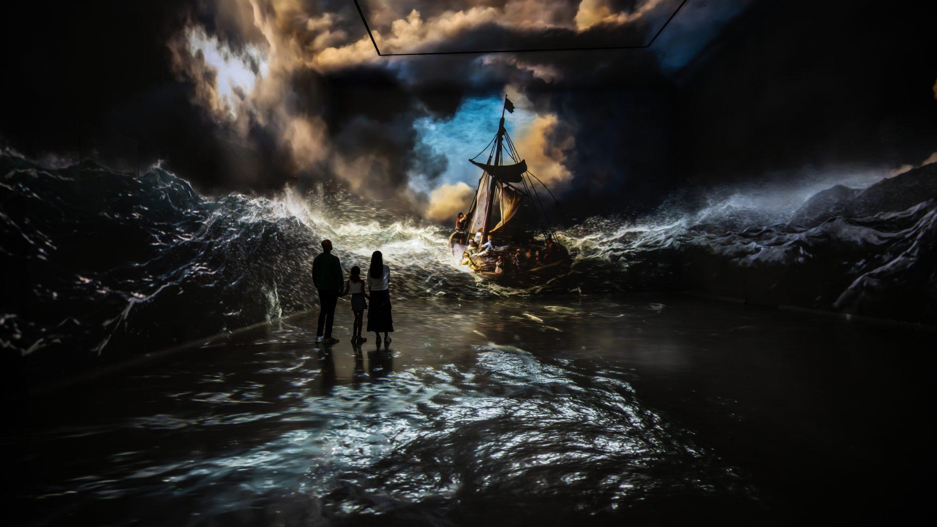 Rembrandt Christ on the Storm projection in Frameless gallery