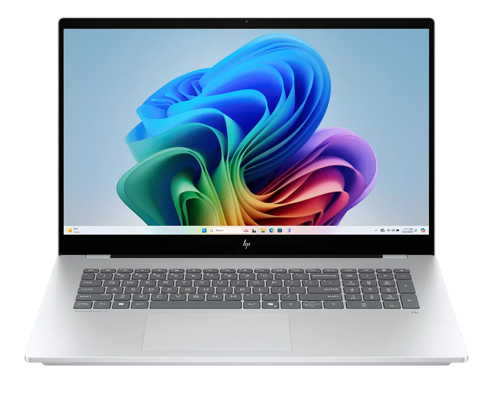 HP OmniBook 7 laptop open at an angle