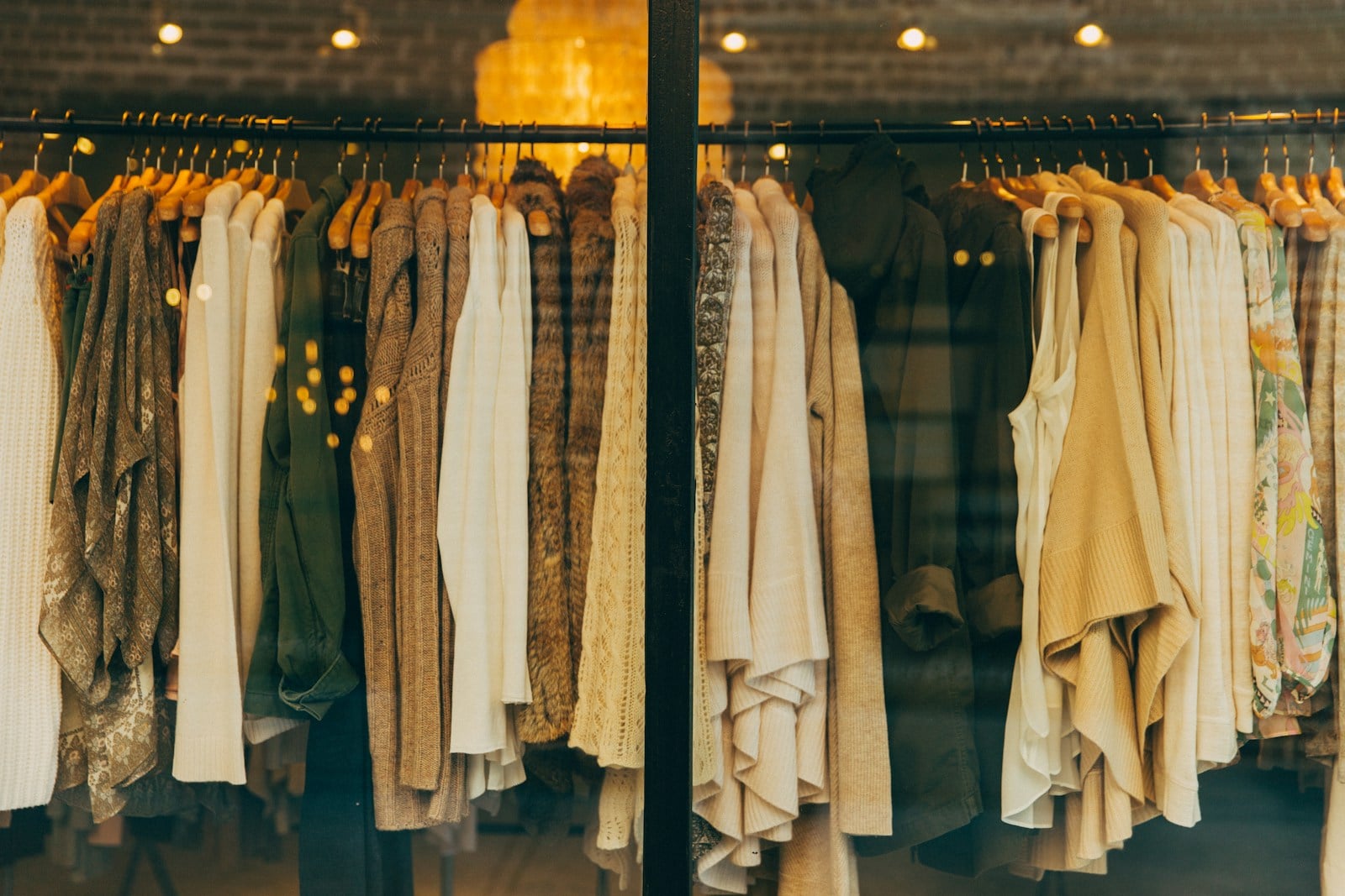 Curated fashion garments on a clothing rack