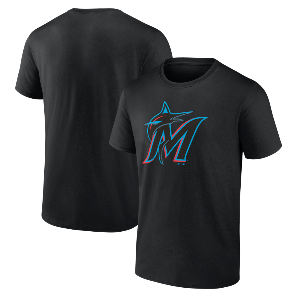 Miami Marlins black official logo T-shirt