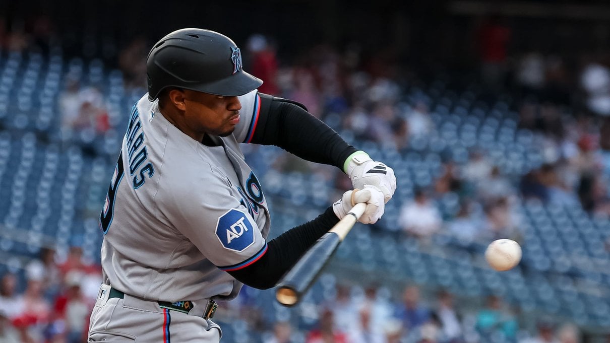 Miami Marlins player making a play during a game