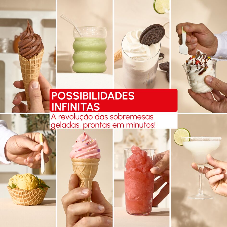 Sobremesas geladas preparadas com Freezi Moulinex