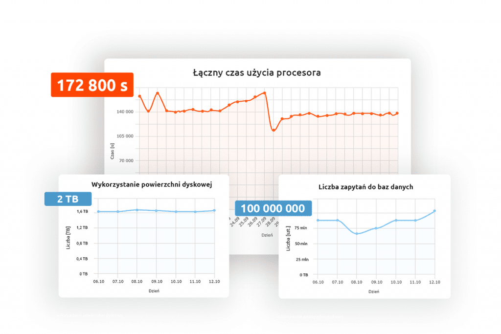 Szczegółowe statystyki hostingu nazwa.pl na ekranie