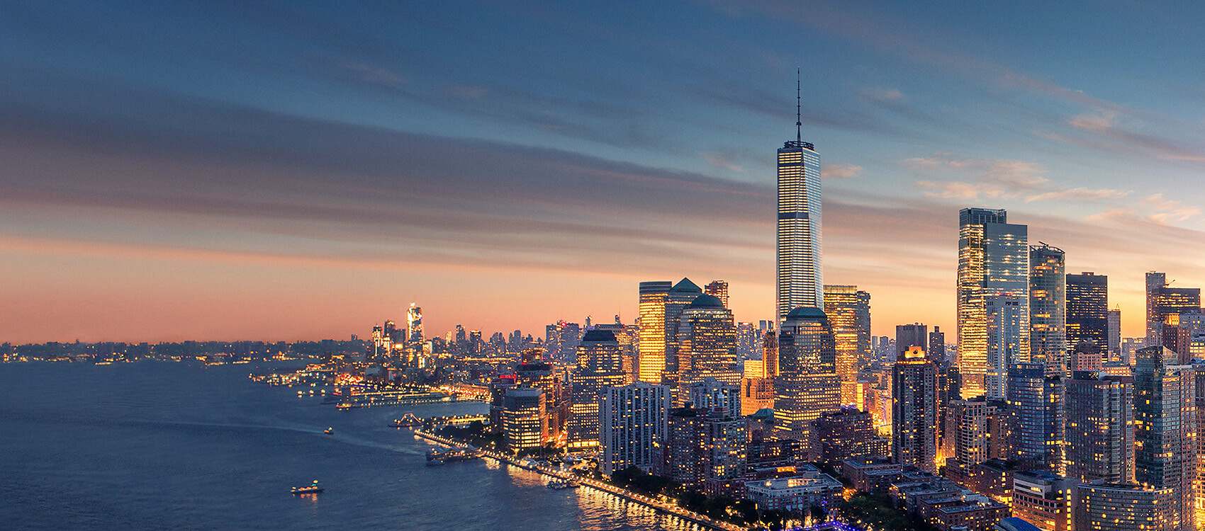 Skyline de Manhattan ao entardecer