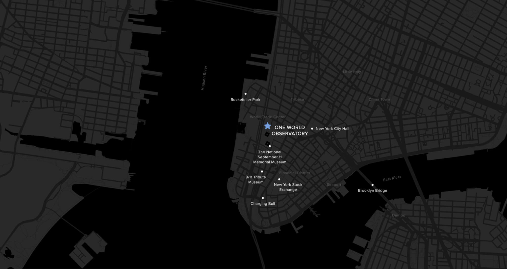 Karte zur Anreise zum One World Observatory