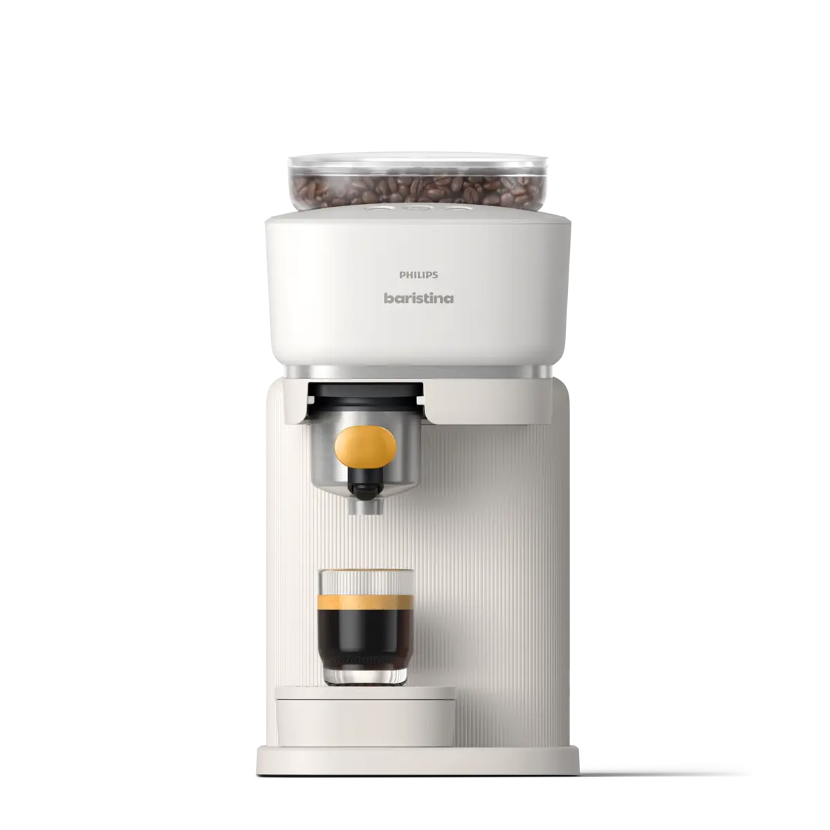 Philips Baristina espresso machine in milky white