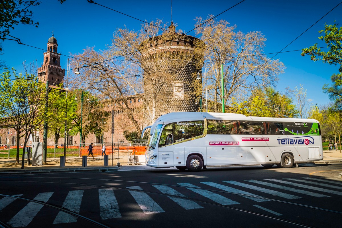 Bergamo Flughafen und Terravision Bus nach Mailand