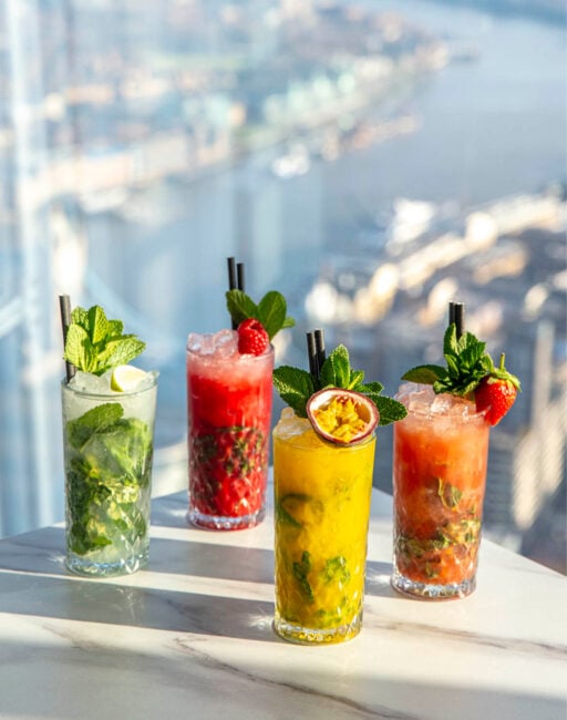 Cocktails served at The View from The Shard bar
