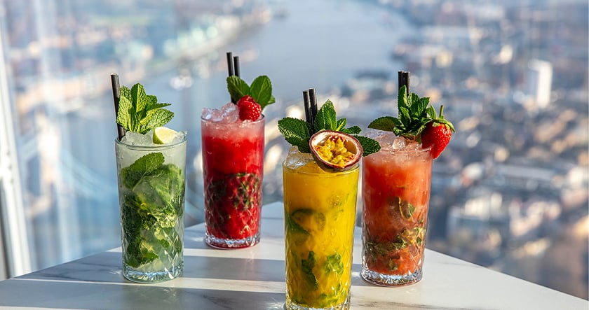Food and drinks served at The View from The Shard
