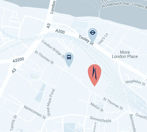 Map showing the location of The View from The Shard near London Bridge