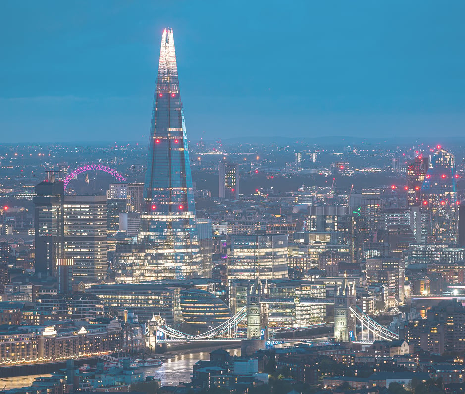 London skyline viewed from The View from The Shard