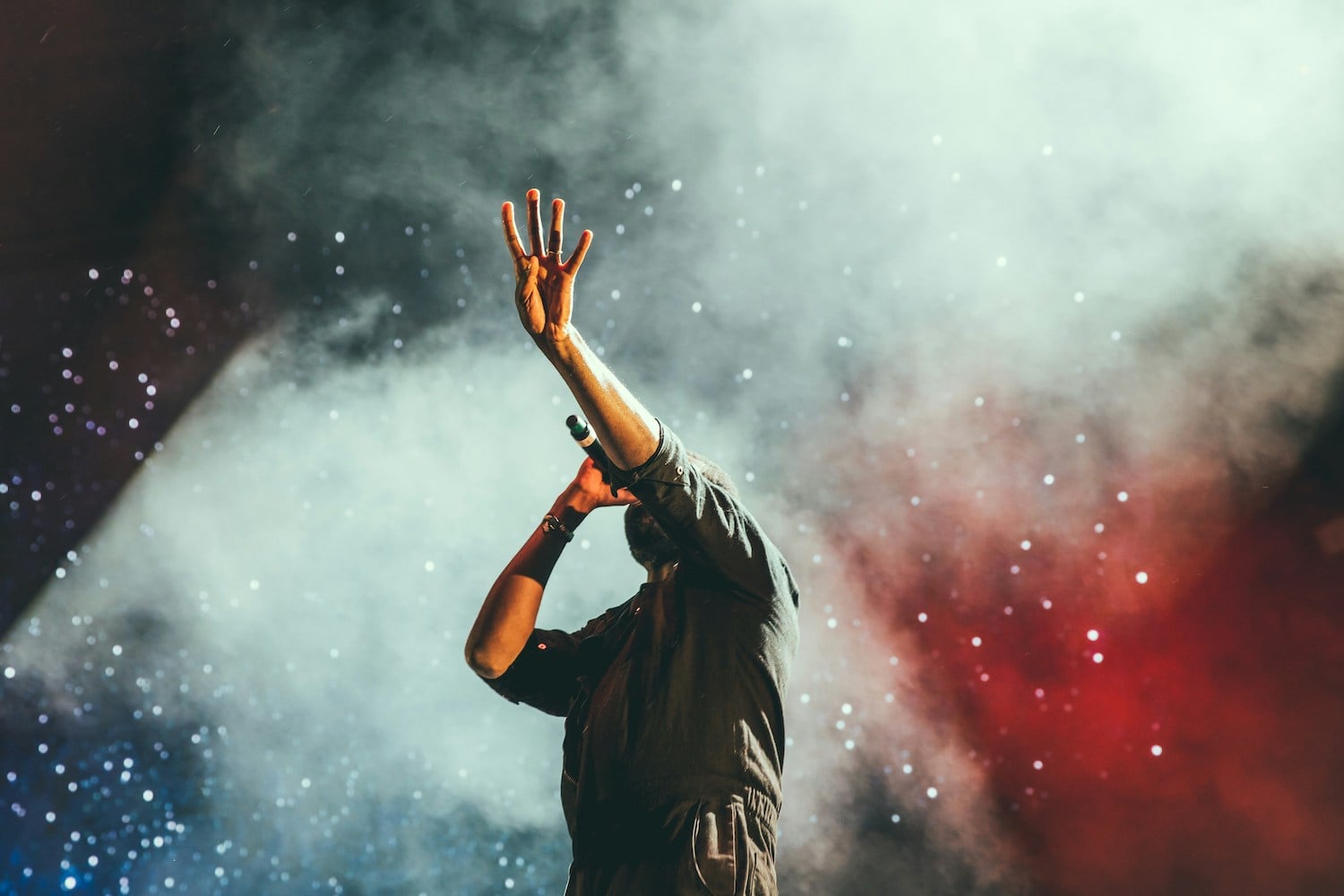 Singer performing at a live event