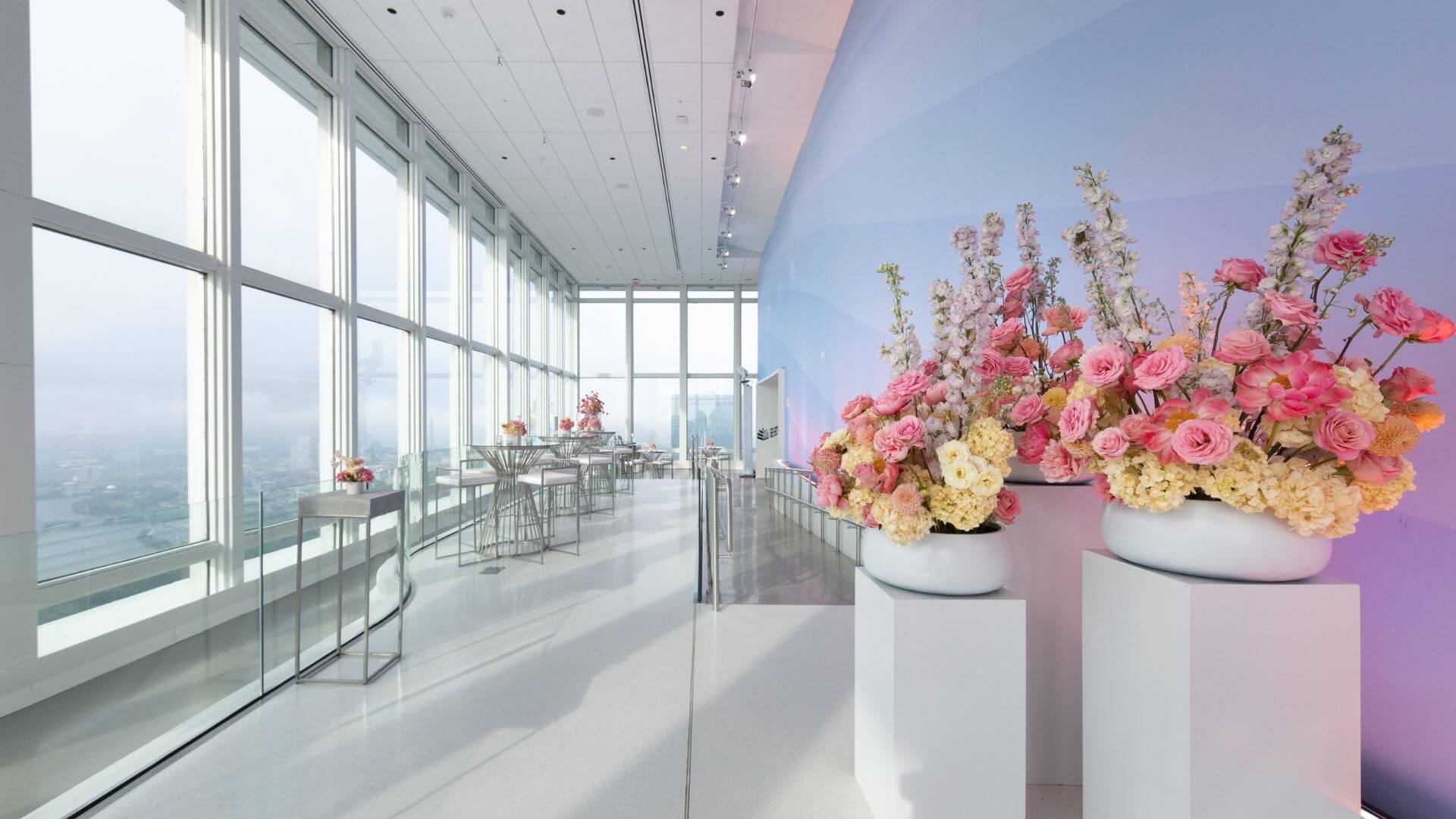 Rooftop event setup with Boston skyline views at View Boston