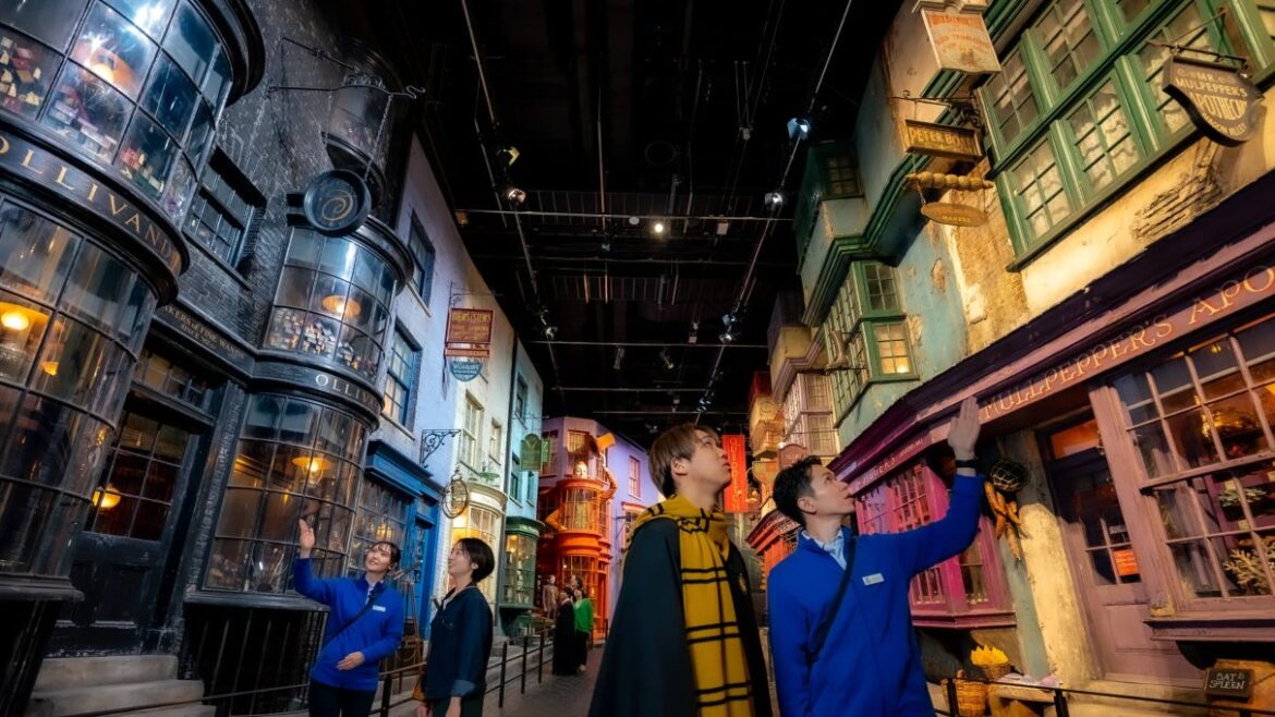 Visitors' view of the Diagon Alley set at Warner Bros. Studio Tour Tokyo