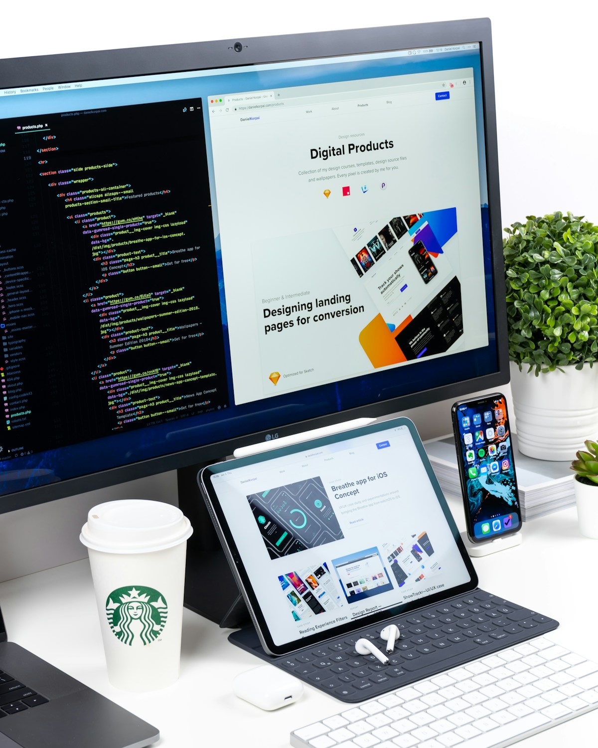 Diseño de una página web en una pantalla
