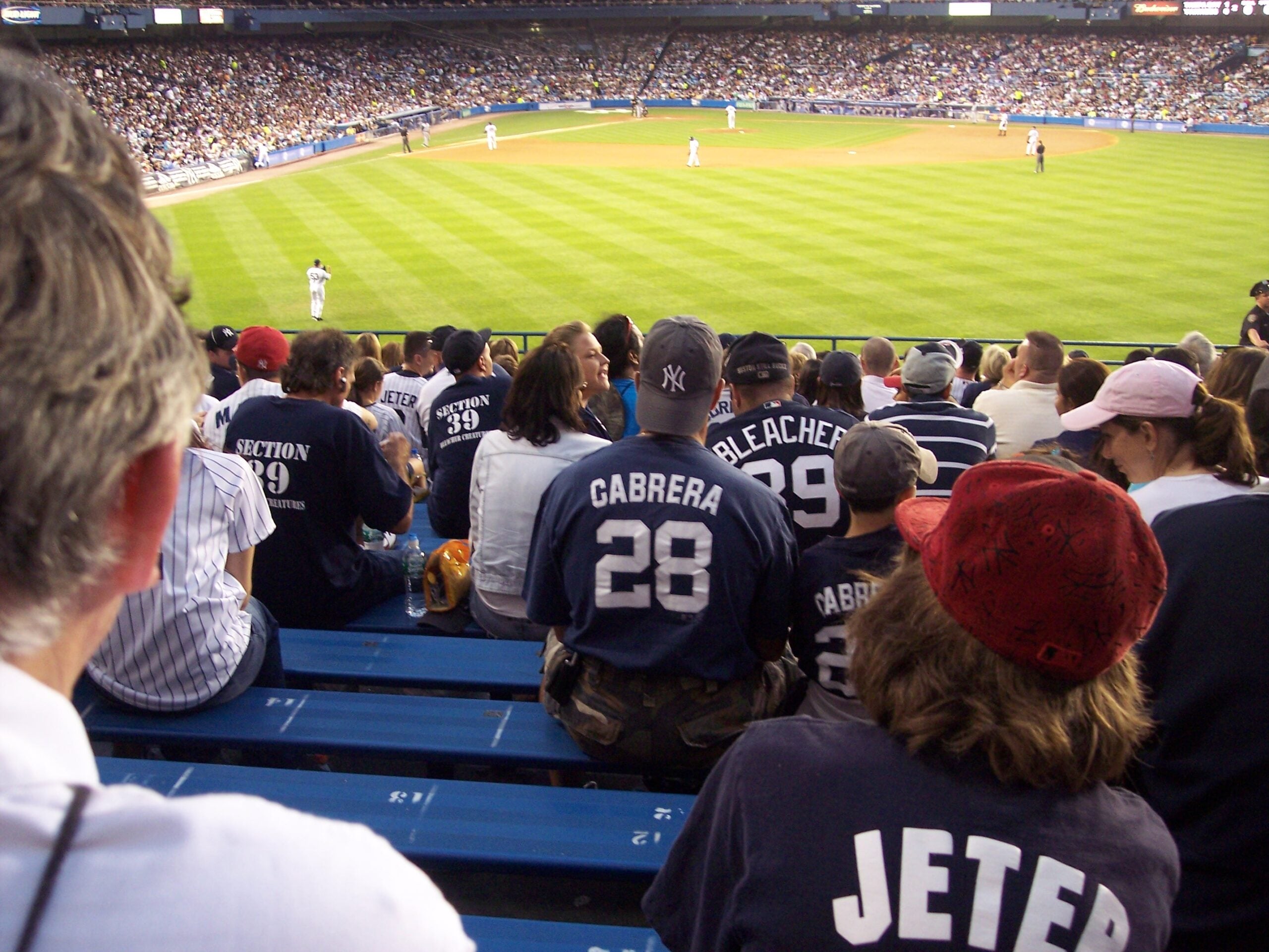 Yankees fans enjoying the bleachers