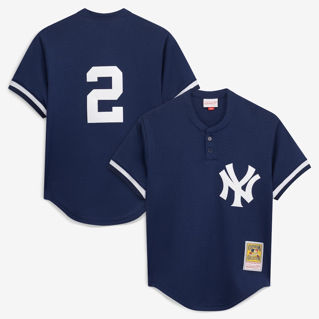 Derek Jeter Mitchell and Ness navy New York Yankees authentic batting practice jersey