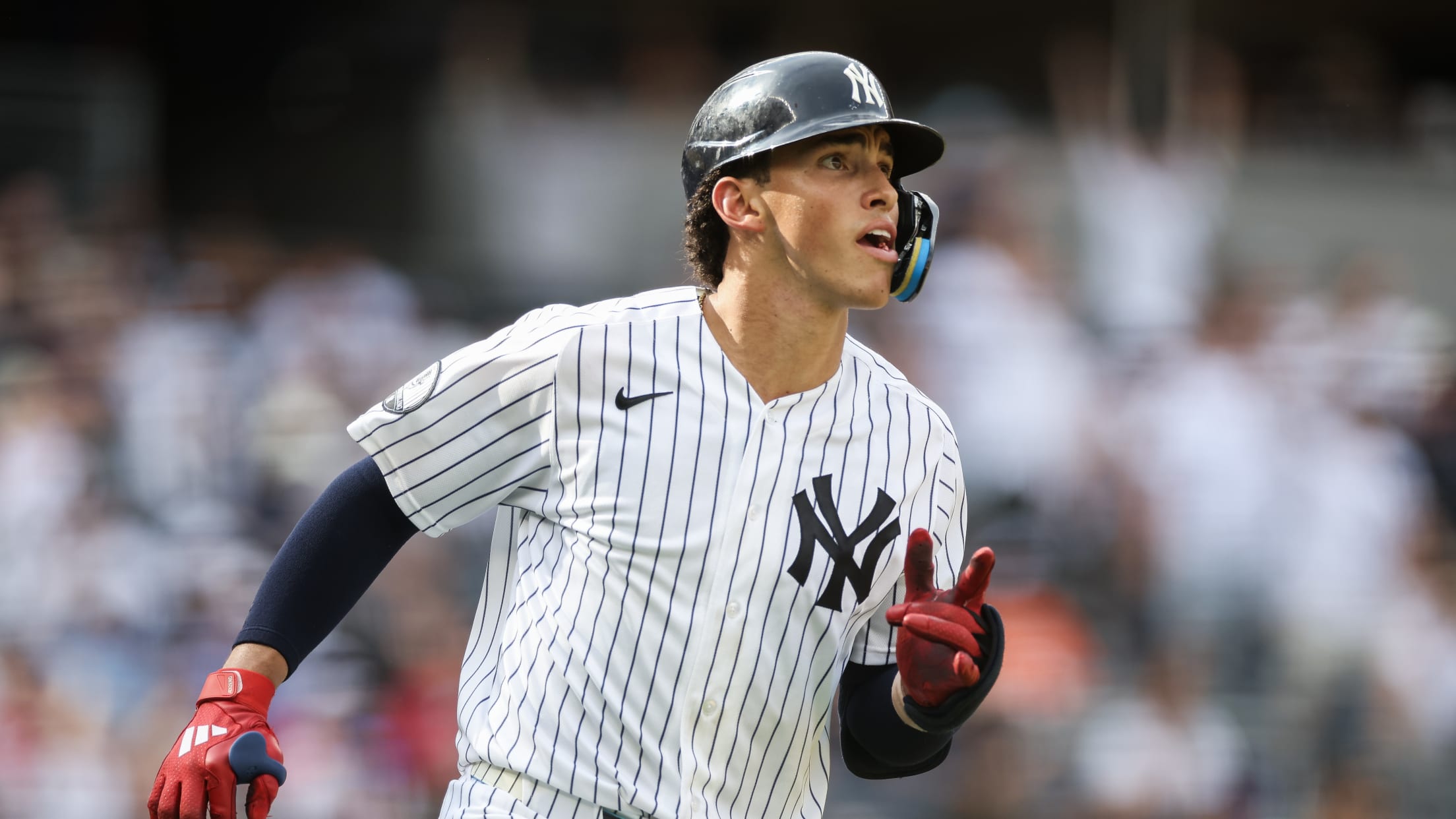 Yankees player running during a game