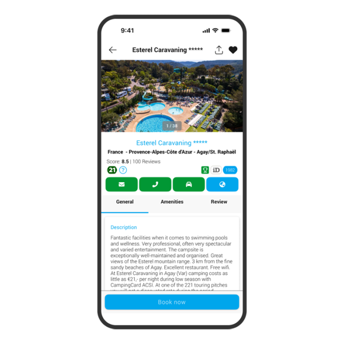 ACSI app campsite detail screen