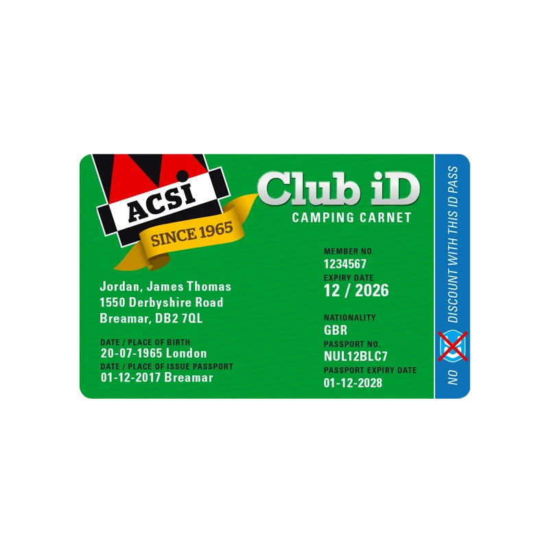 ACSI Club ID membership card