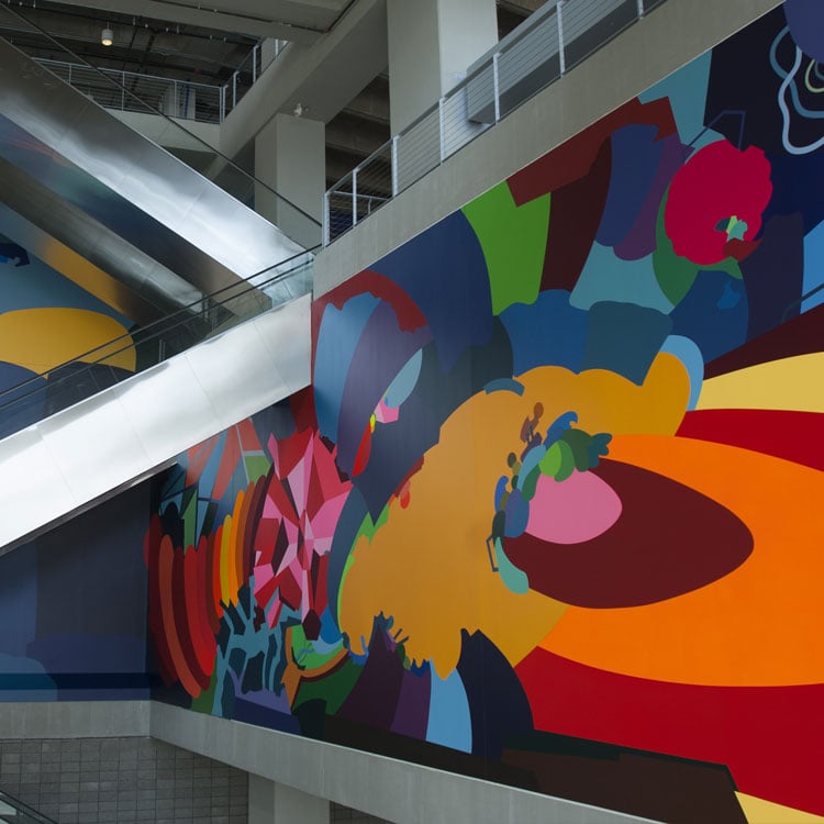 Contemporary art displayed inside AT&T Stadium