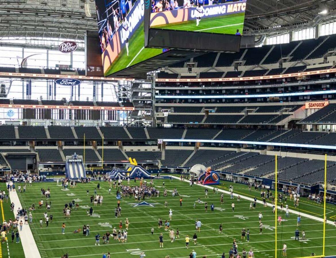 Fans enjoying Rally Days activities at AT&T Stadium
