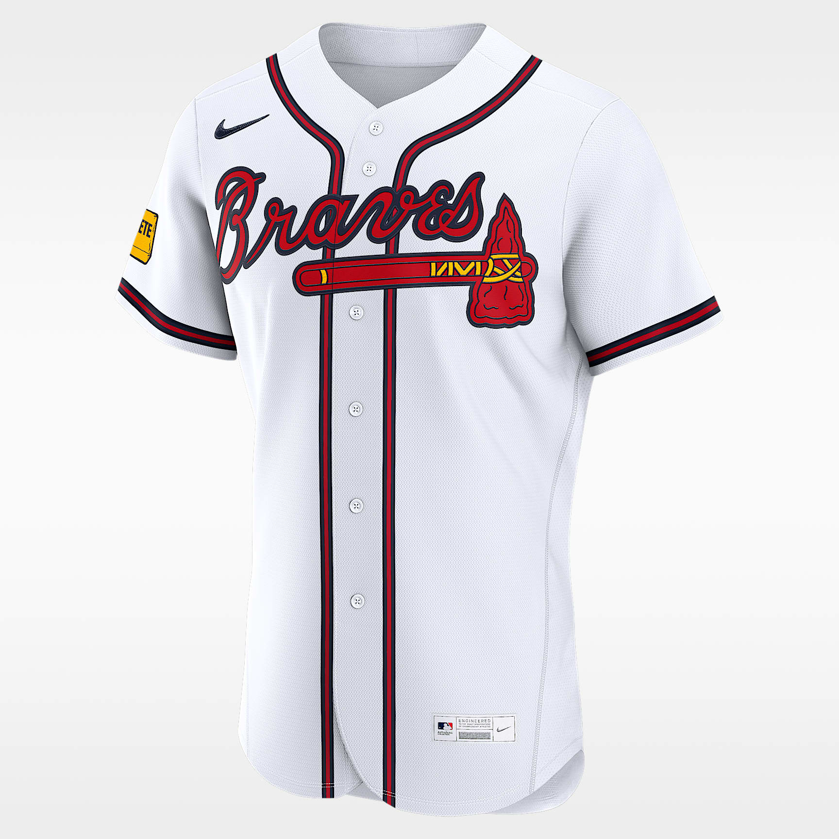 White Atlanta Braves Nike authentic jersey with red and navy trim