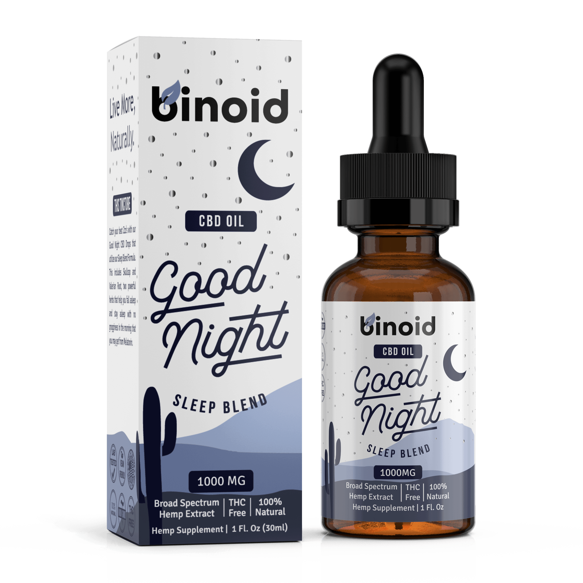 Binoid Good Night CBD Oil bottle and box