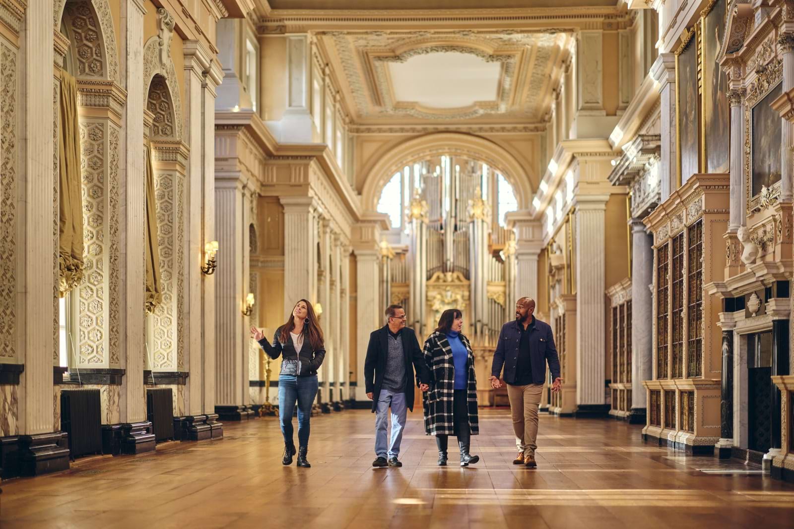 Visitors touring the interior of Blenheim Palace