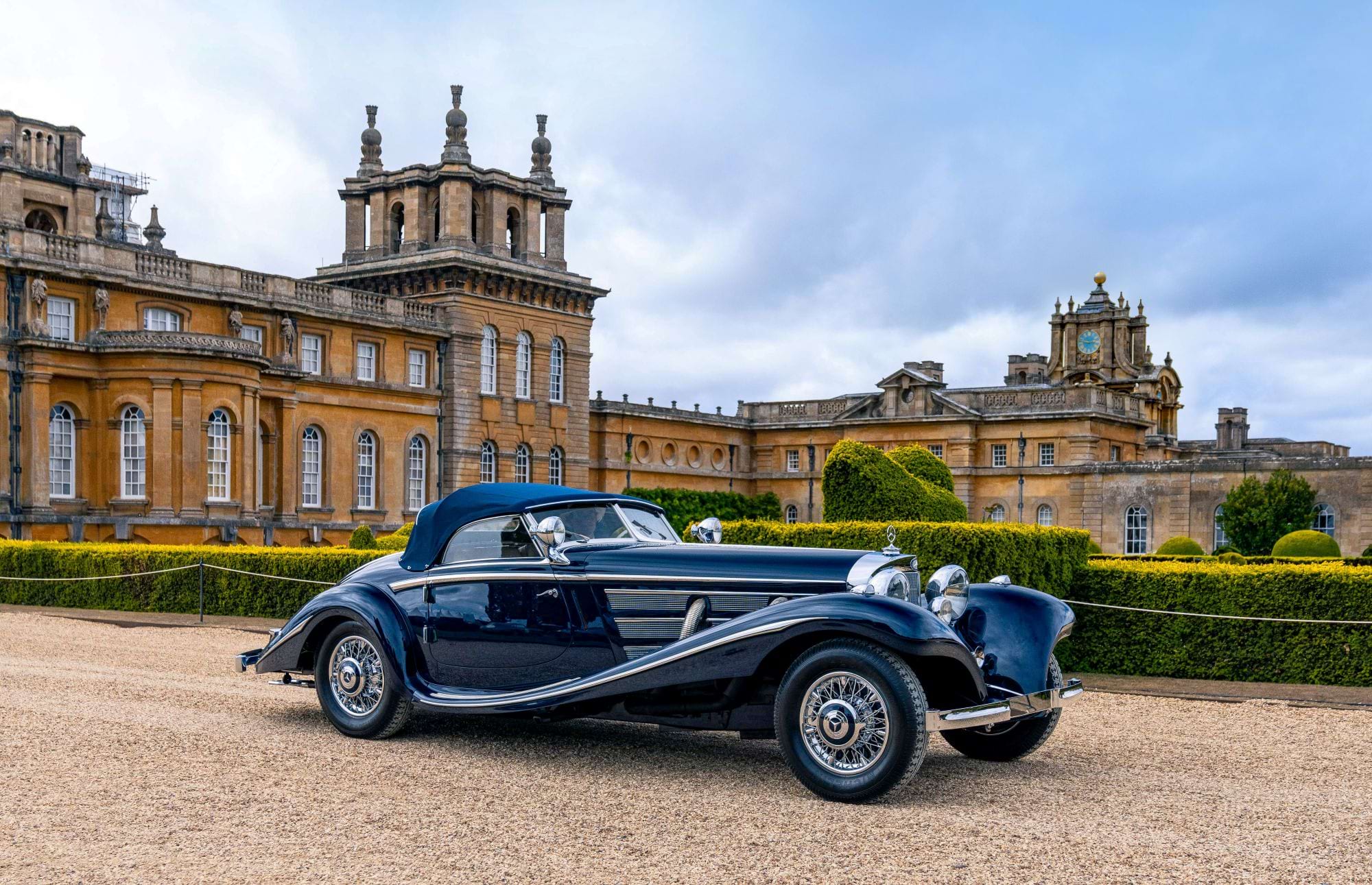 Vintage car displayed outside Blenheim Palace