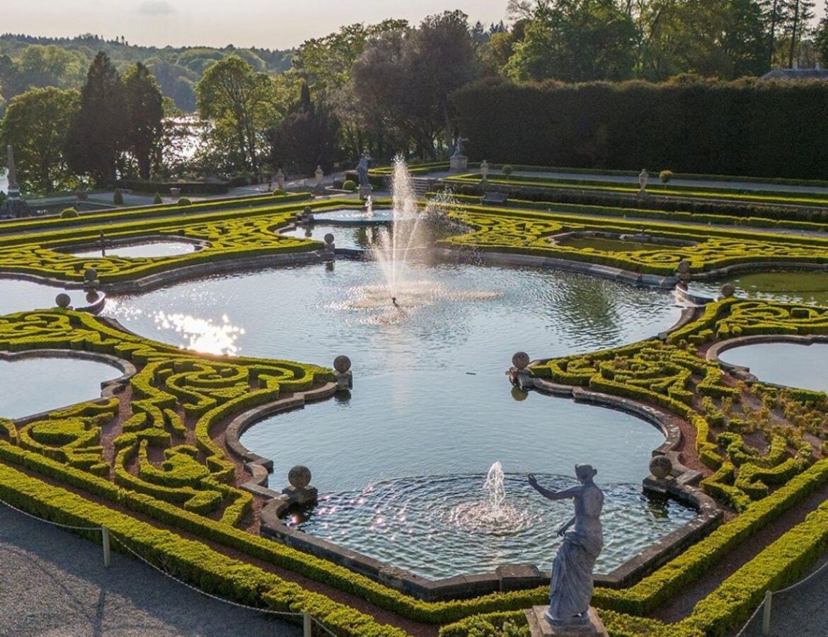 Blenheim Palace Water Terraces with formal gardens and palace grounds