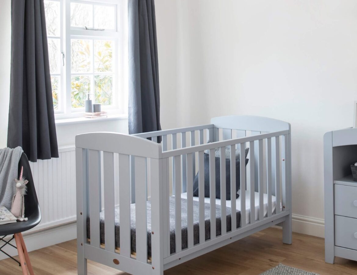 Boori Alice Cot Bed Pebble styled in a nursery