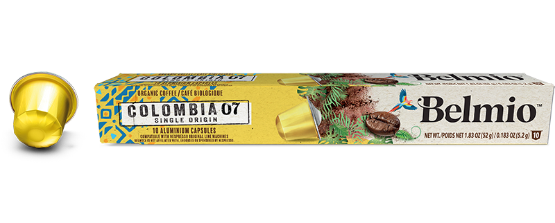 Belmio Colombia Kapseln in einer Produktaufnahme