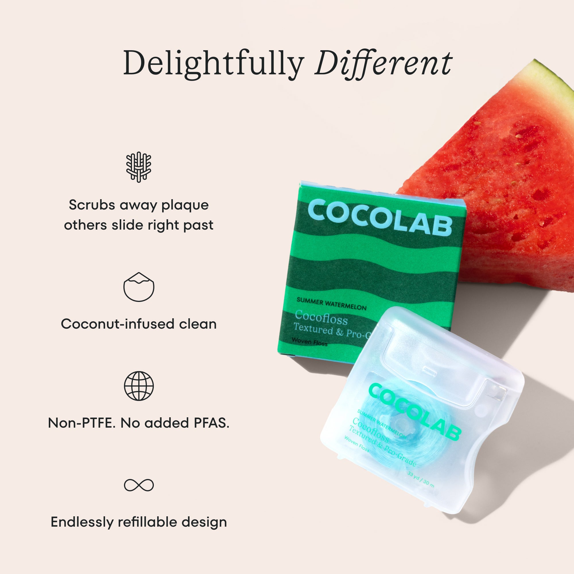 Summer Watermelon Cocofloss dental floss spool
