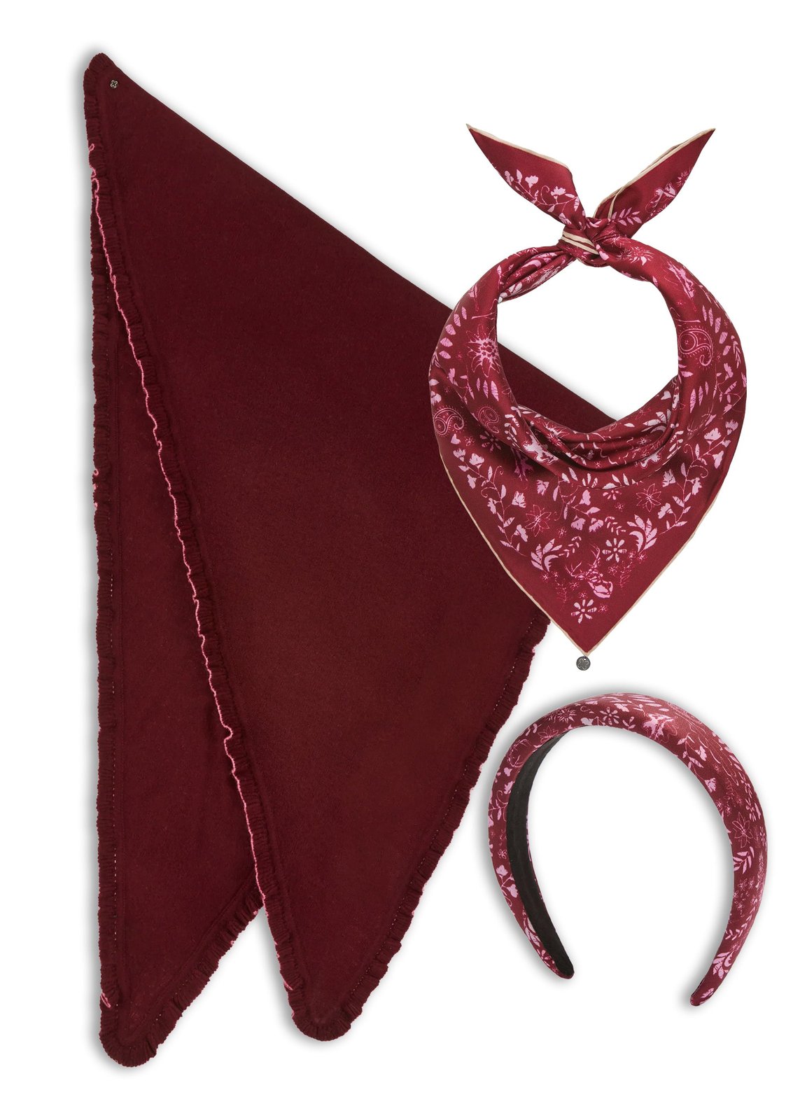Codello rotes Accessoire-Set mit Nicki-Tuch und Dreieckstuch