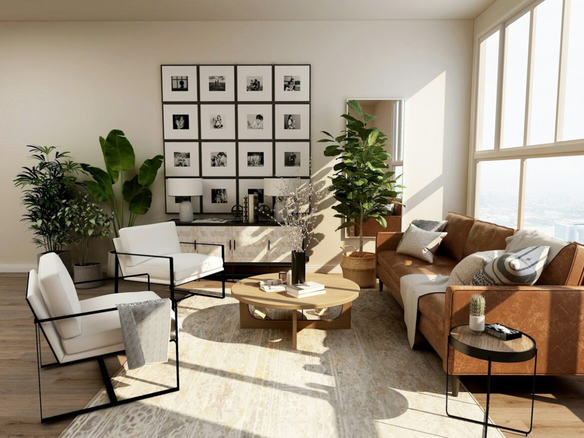 Salon lumineux dans une maison contemporaine