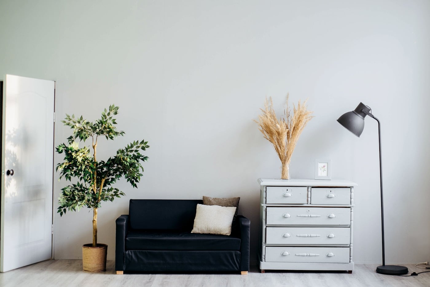 Minimal room with a sofa