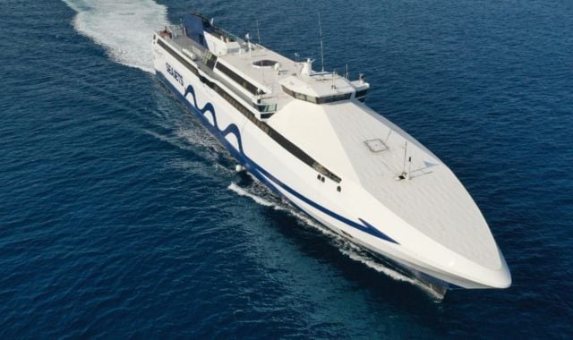 Superrunner Jet ferry sailing at sea